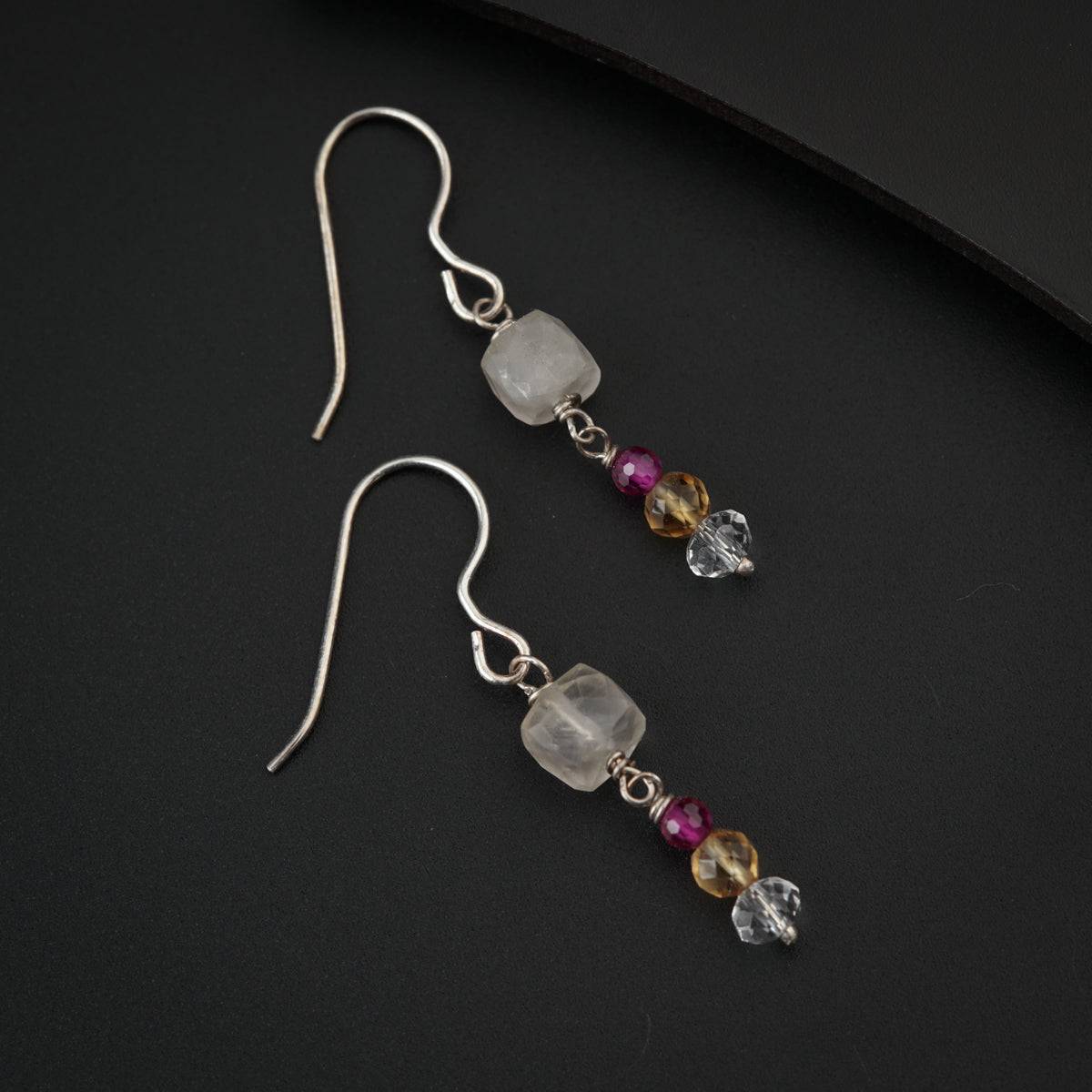 Semi Precious Stones Silver Earring