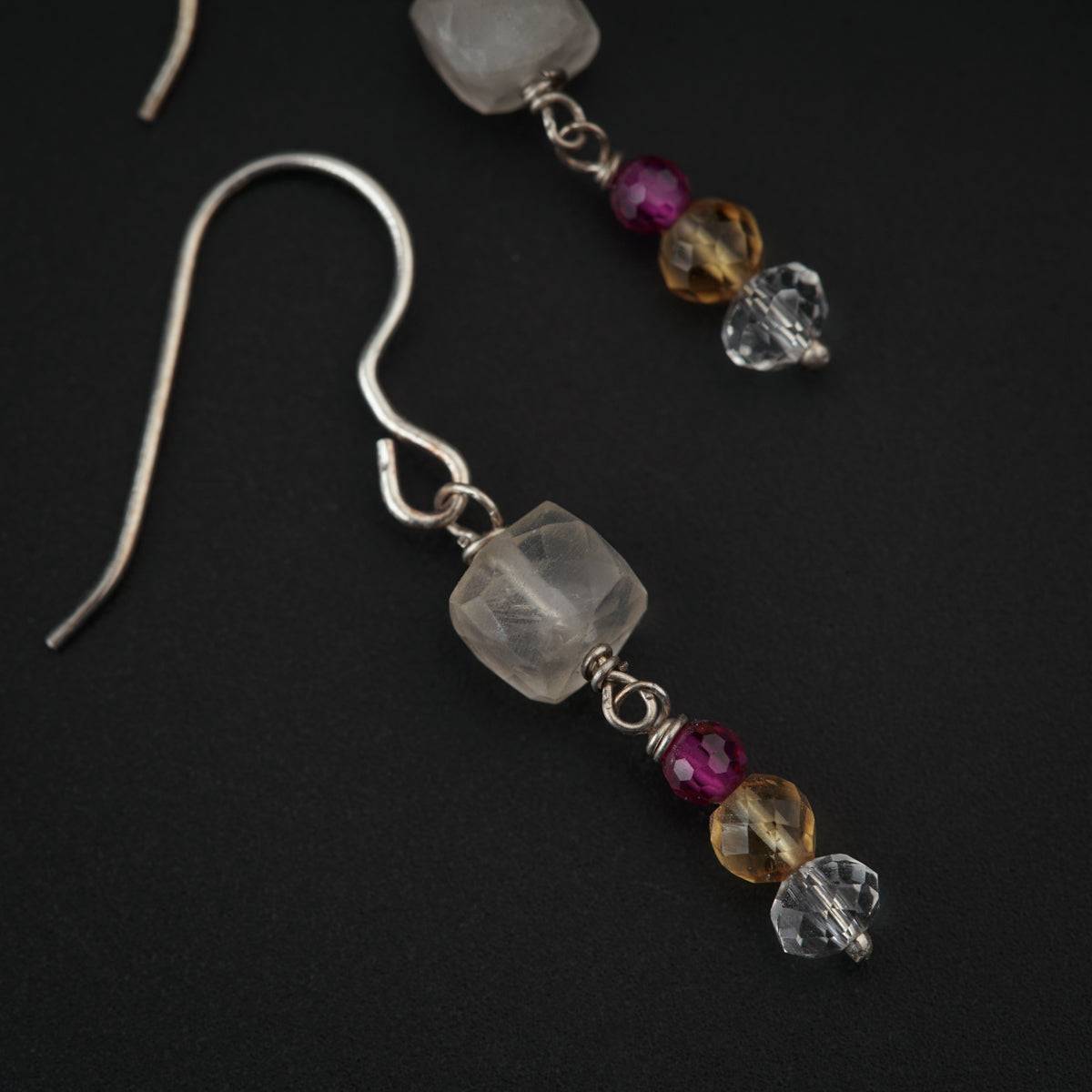 Semi Precious Stones Silver Earring