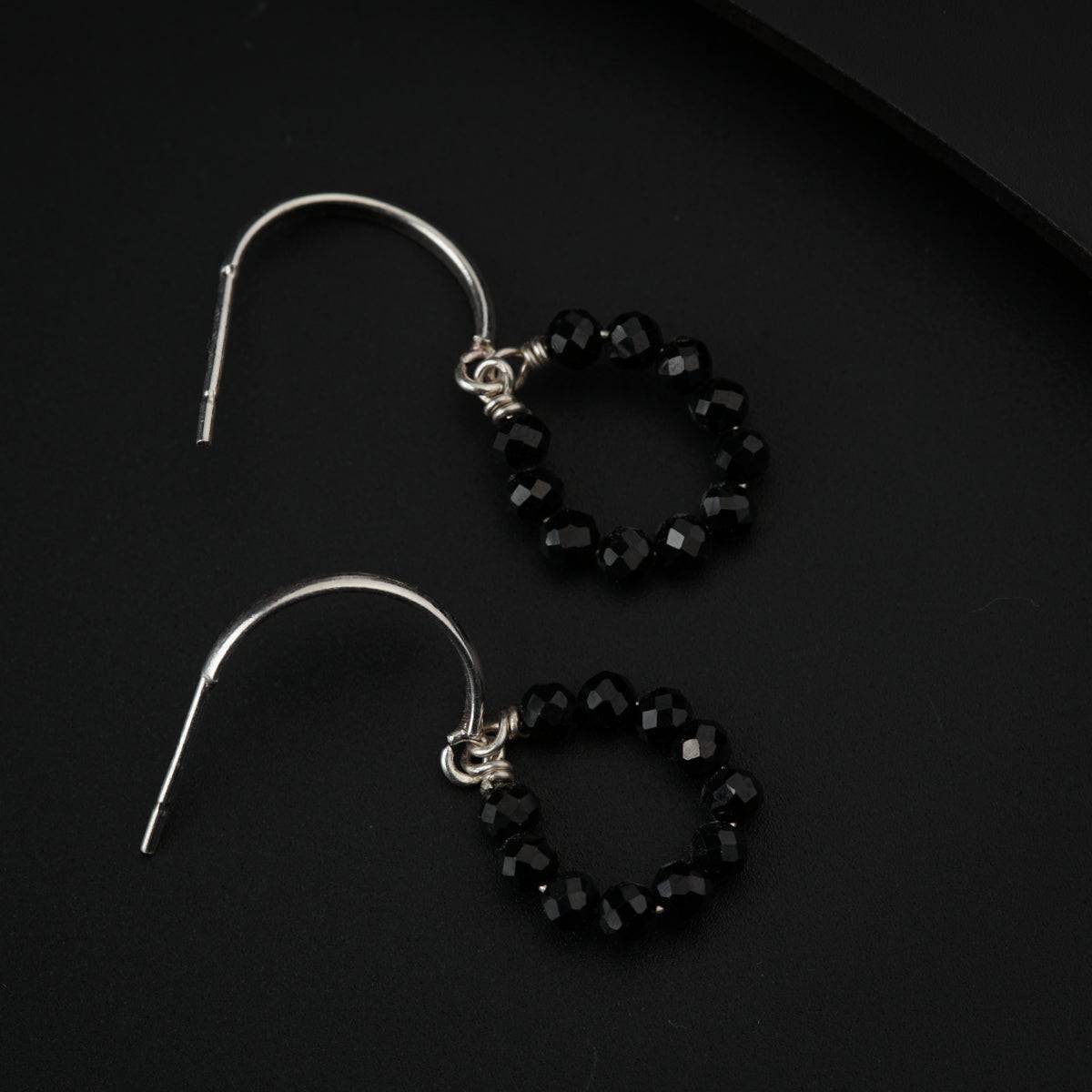 Black Onyx Silver Earring