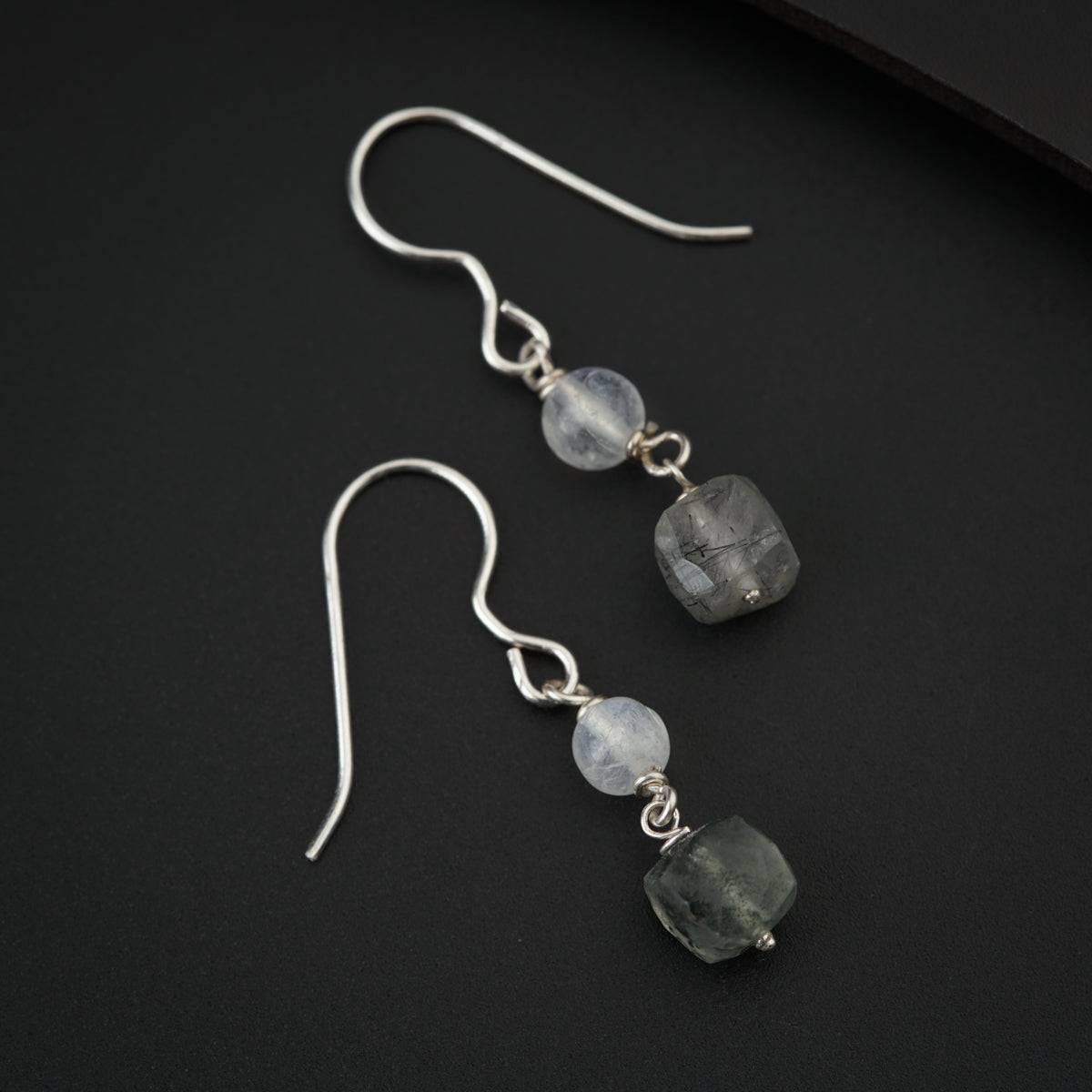 Smokey Quartz and Crystals Silver Earring