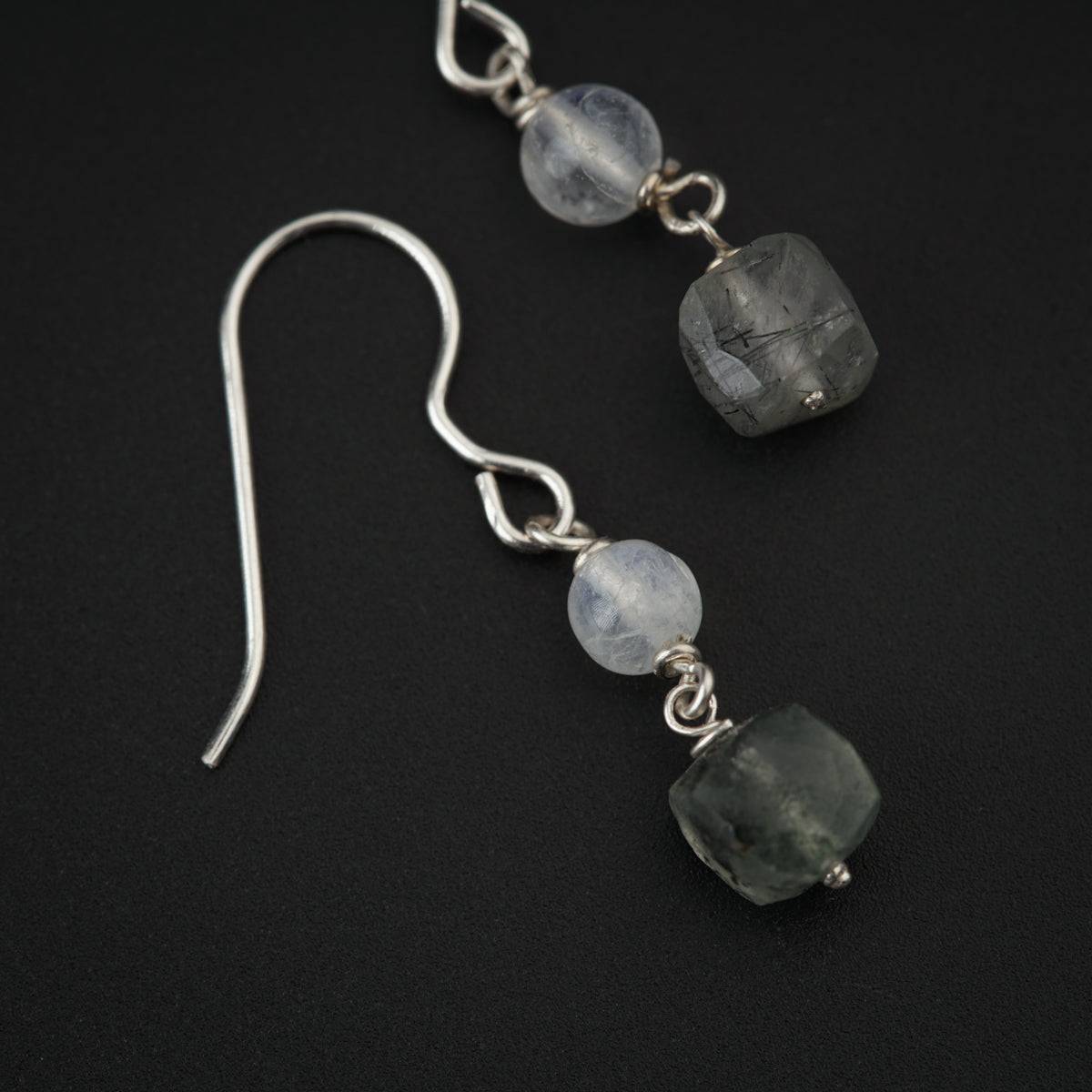 Smokey Quartz and Crystals Silver Earring