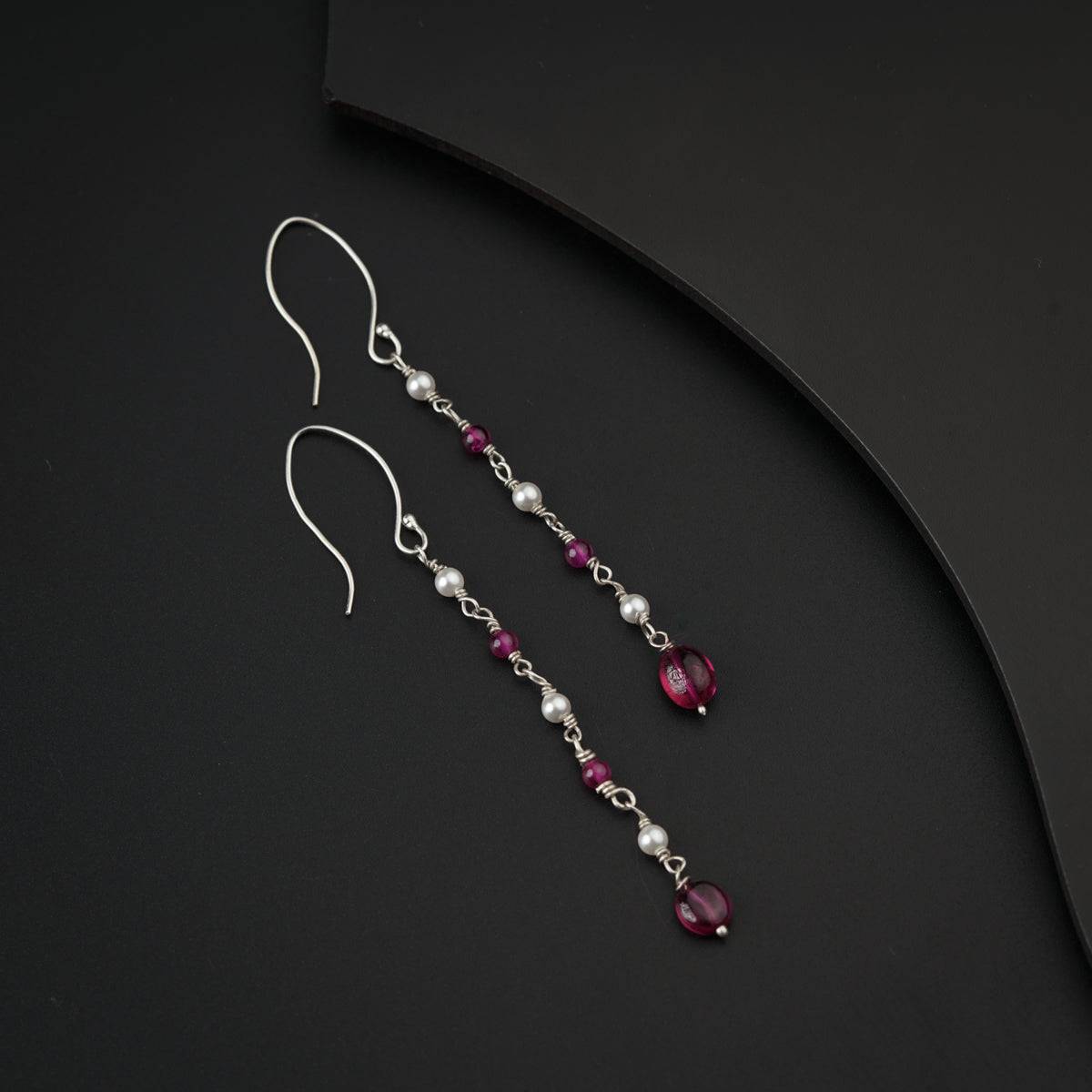 Ruby and Pearls Silver Dangler