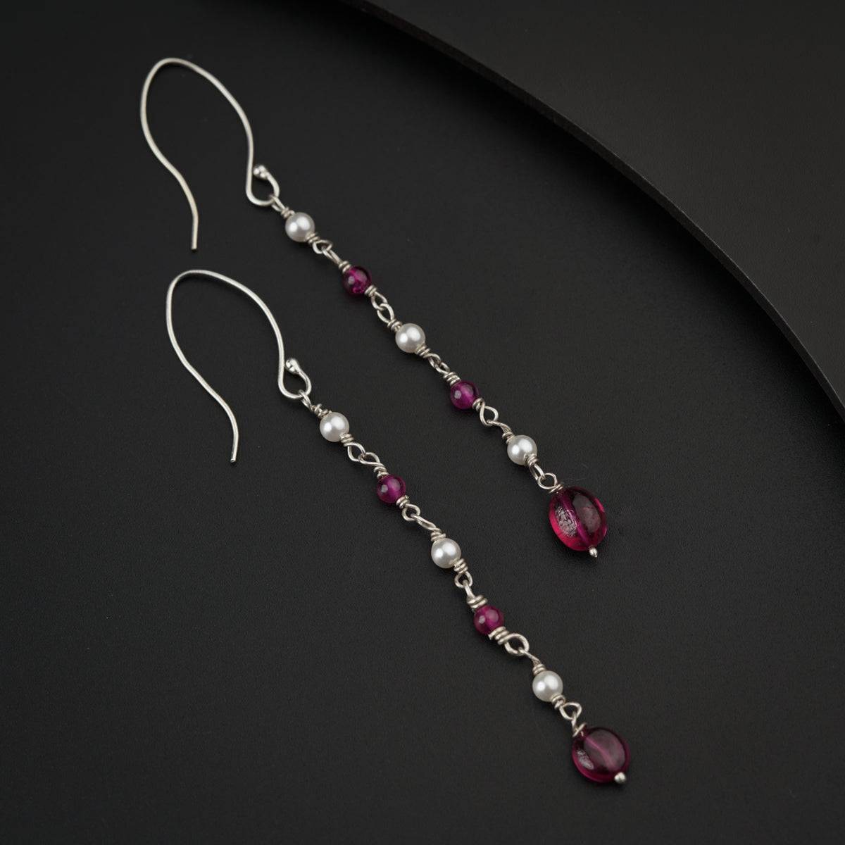 Ruby and Pearls Silver Dangler