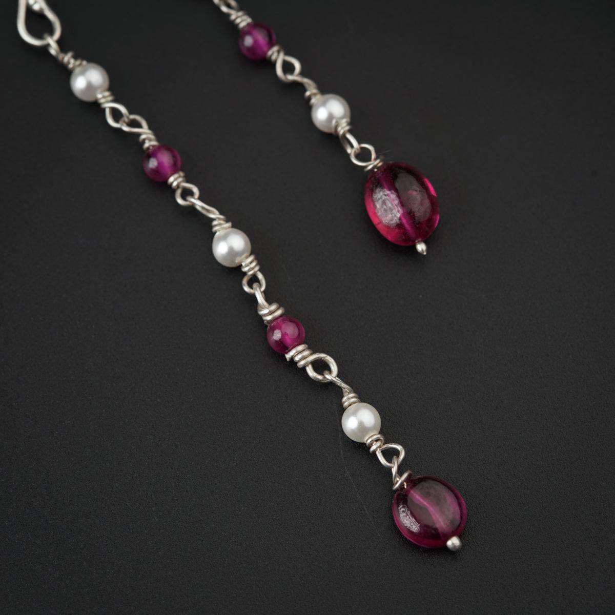 Ruby and Pearls Silver Dangler