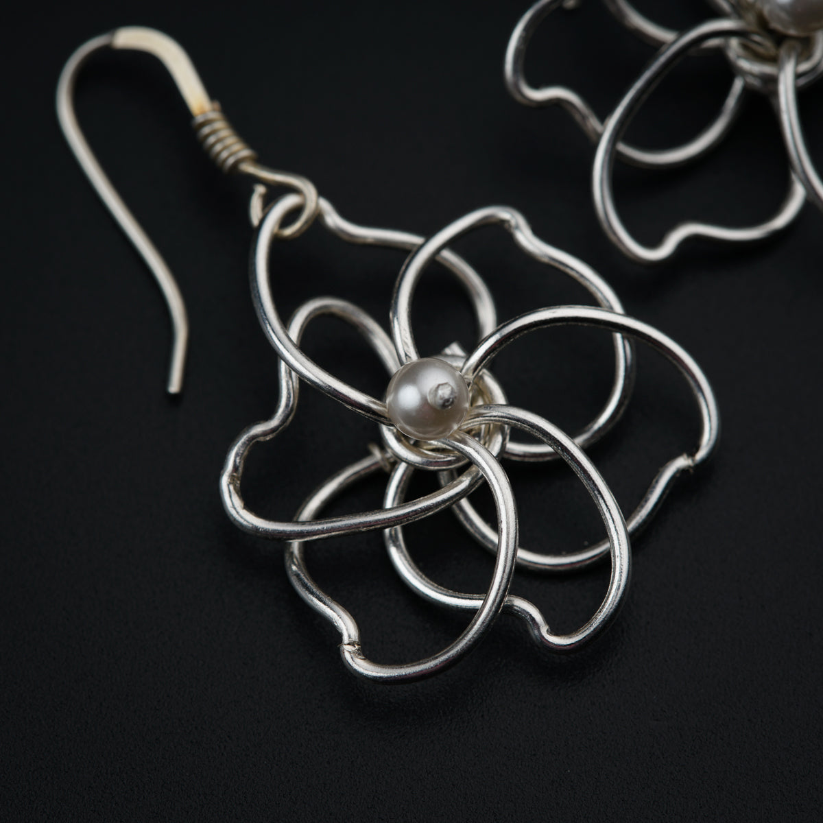 Handmade silver flower earring