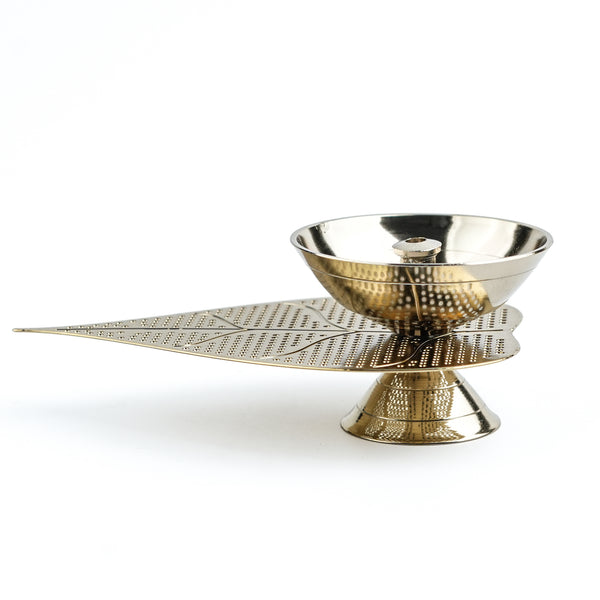 Silver Plated Metal Alloy Leaf Diya