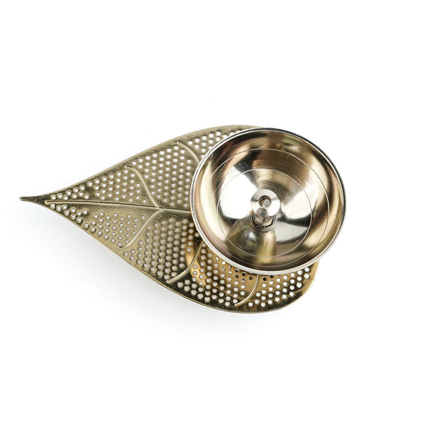 Silver Plated Metal Alloy Leaf Diya