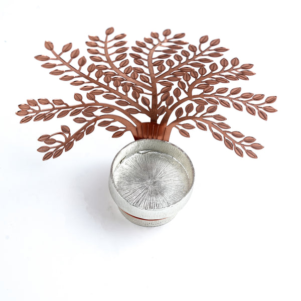 Silver Plated Metal Alloy Tree of Life Shadow Diya