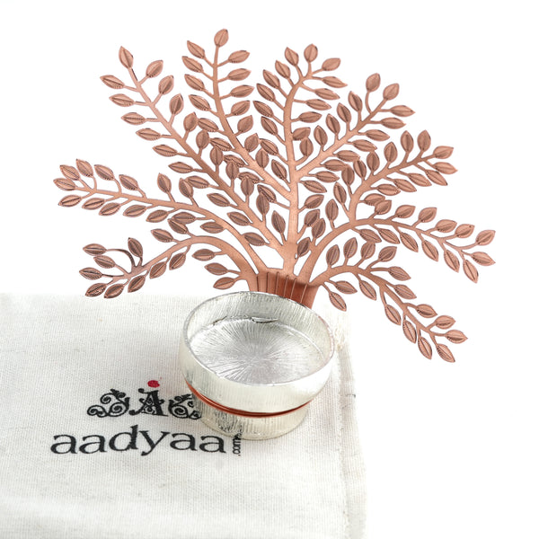 Silver Plated Metal Alloy Tree of Life Shadow Diya