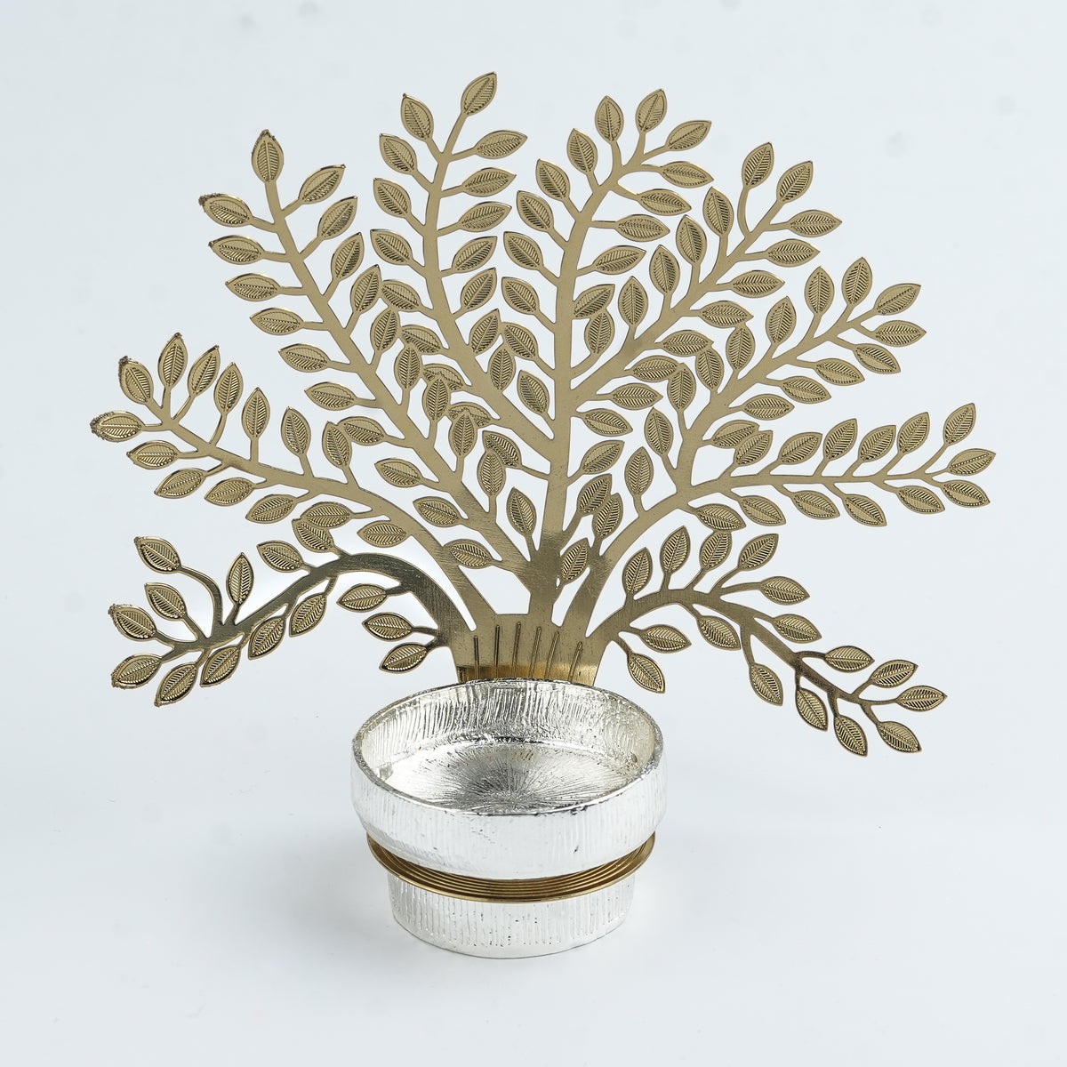 Silver Plated Metal Alloy Tree of Life Shadow Diya