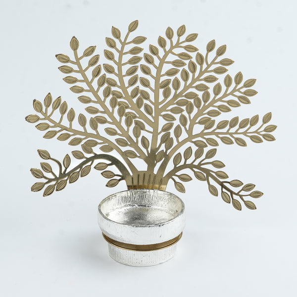 Silver Plated Metal Alloy Tree of Life Shadow Diya
