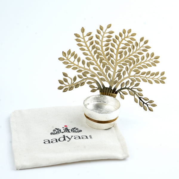 Silver Plated Metal Alloy Tree of Life Shadow Diya