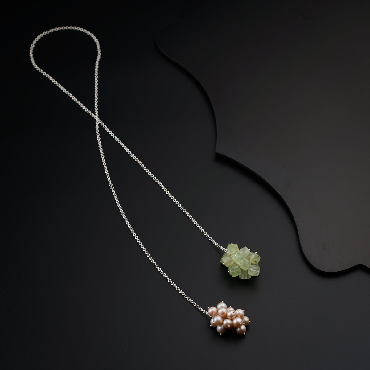 Tie and Wear Necklace: Freshwater Pearls And Prehnite