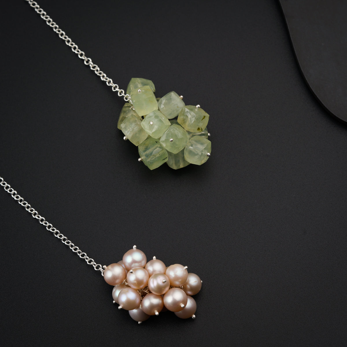 Tie and Wear Necklace: Freshwater Pearls And Prehnite