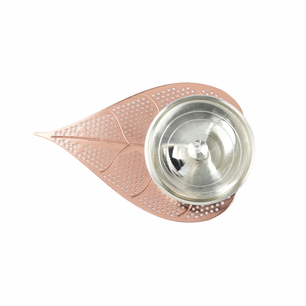 Silver Plated Metal Alloy Leaf Diya