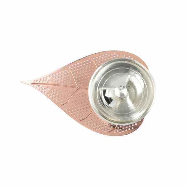 Silver Plated Metal Alloy Leaf Diya