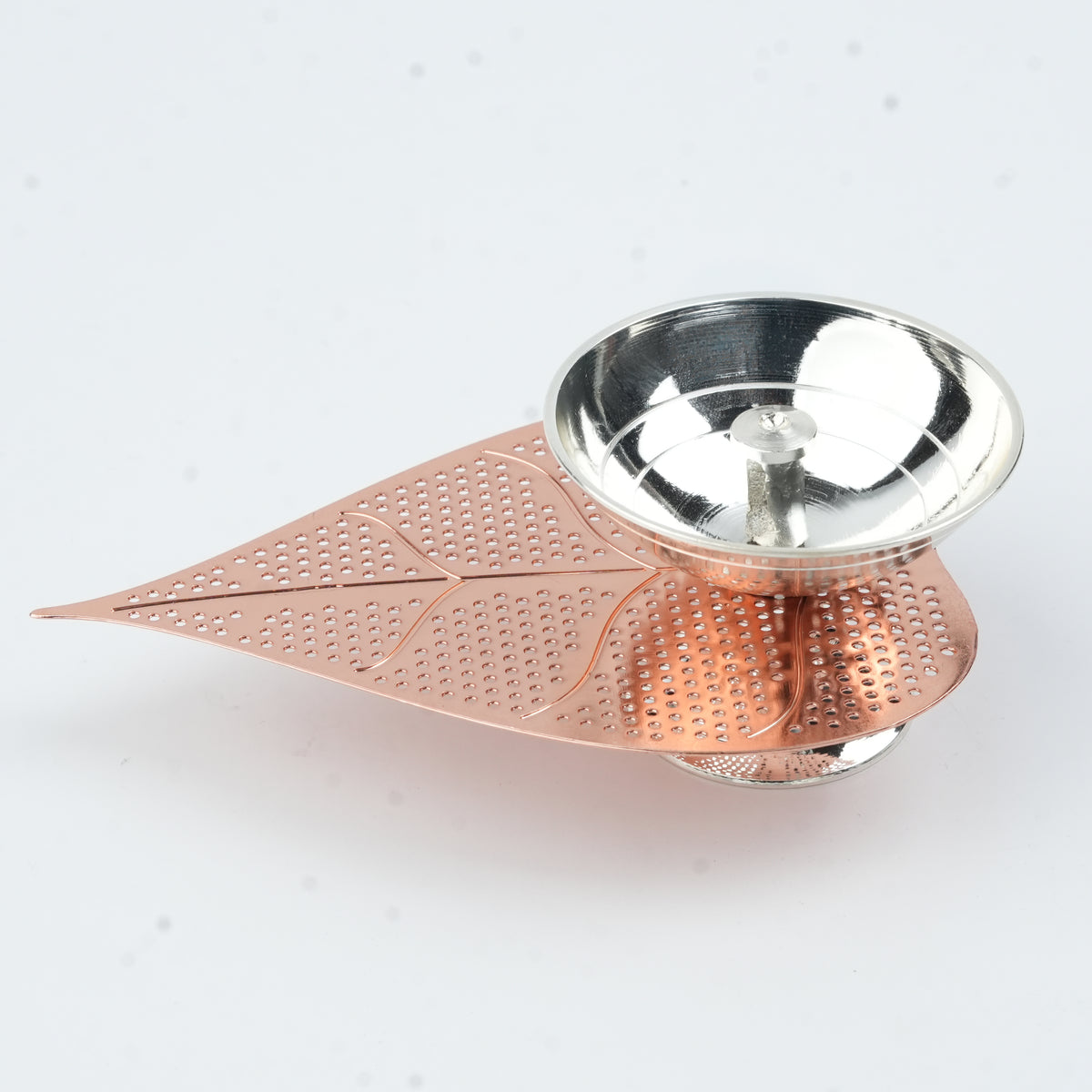 Silver Plated Metal Alloy Leaf Diya
