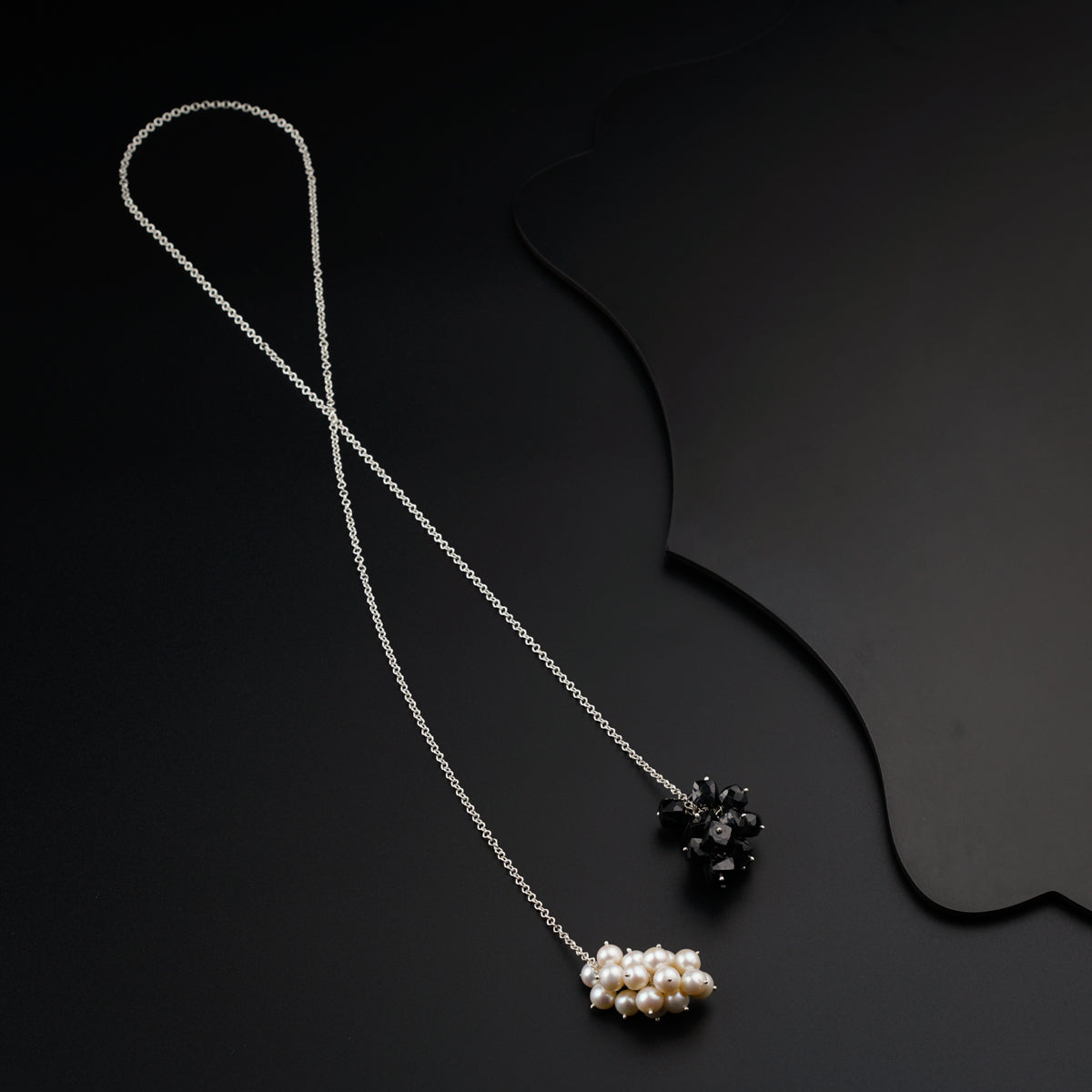Tie and Wear Necklace: Fresh water Pearls And Black Spinel