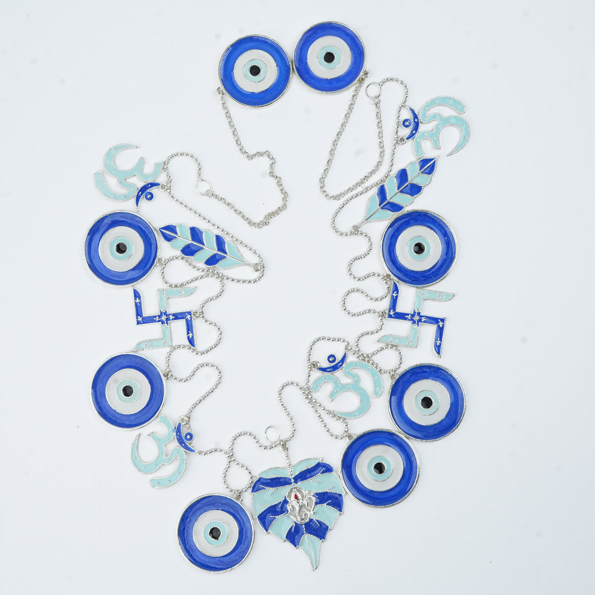 Silver Plated Evil Eye Toran with Enamel