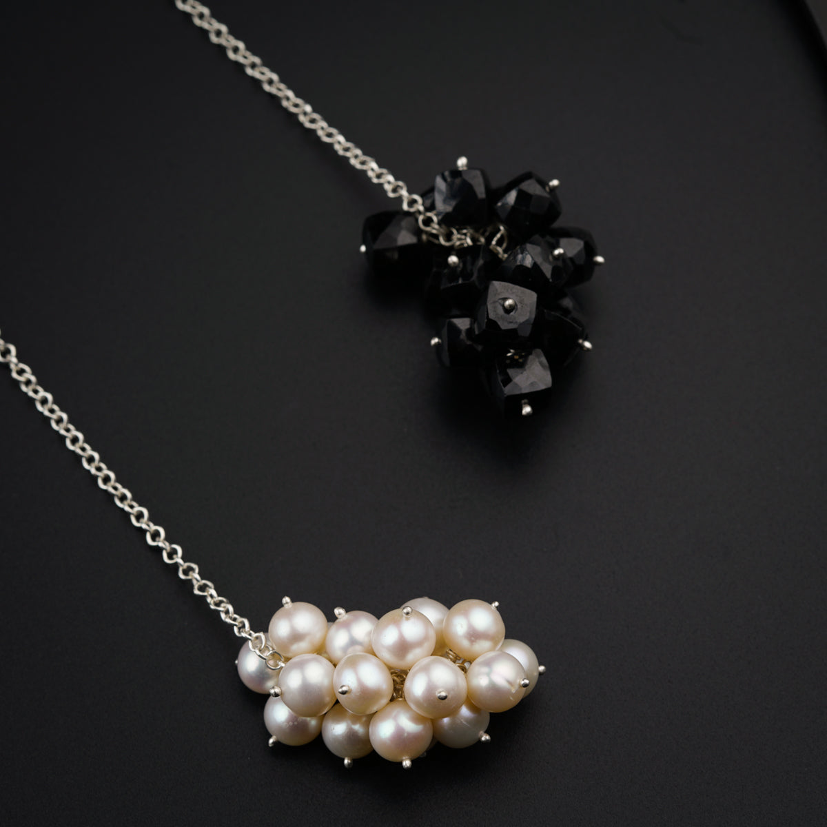 Tie and Wear Necklace: Fresh water Pearls And Black Spinel