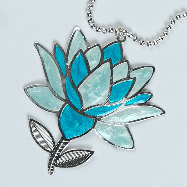 Silver Plated Leaf & Lotus Toran with Blue Enamel