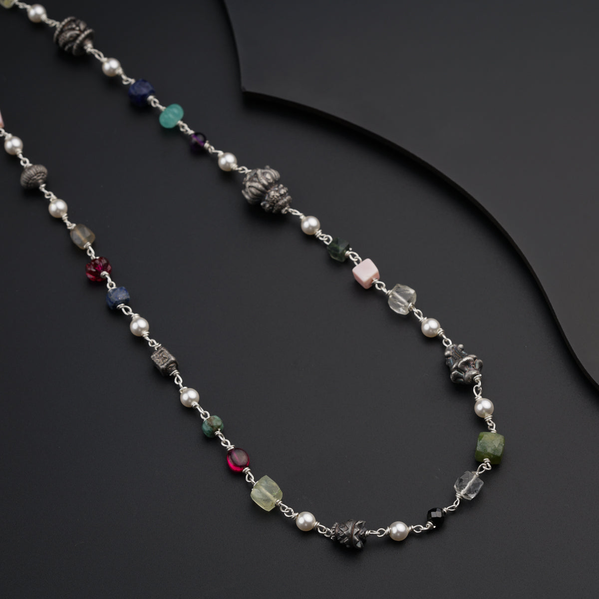 Buy the Mens Black Onyx Matte Beaded Necklace | JaeBee Jewelry