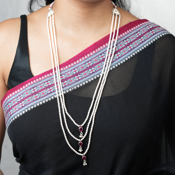 3-Layer Pink Drop Necklace | 92.5 Silver