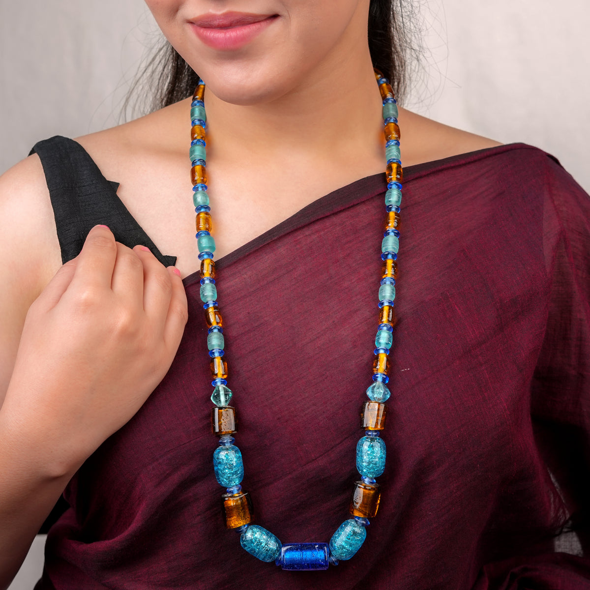 Silver Foil Glass Bead Necklace