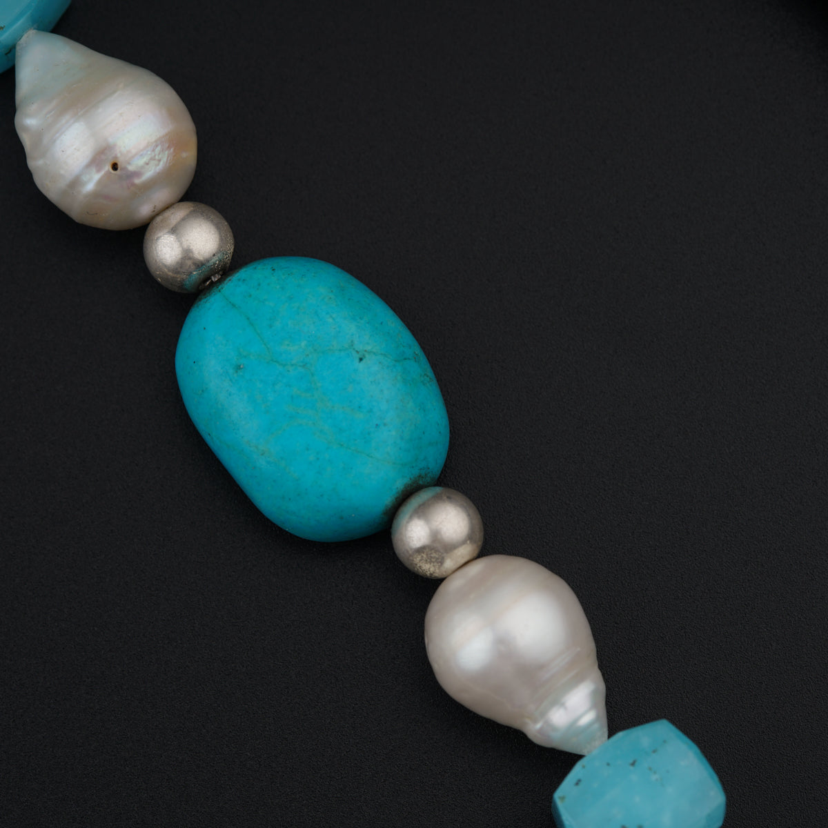 Silver Set with Larimar stones and Fresh Water Pearls