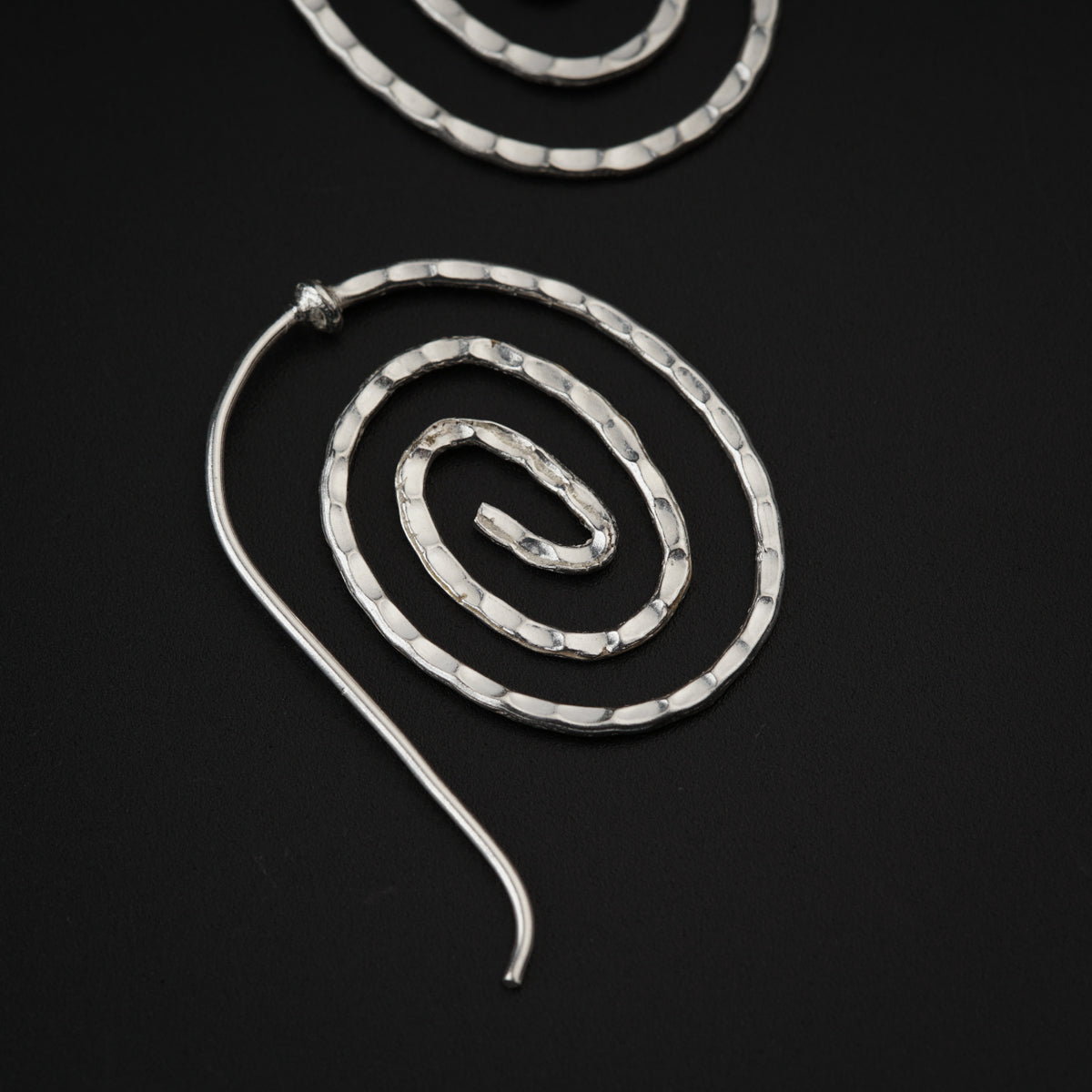 Silver Spiral Hammered Earrings
