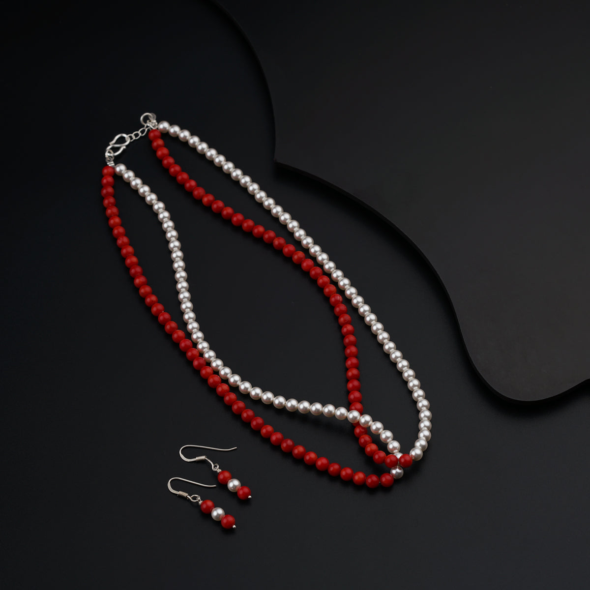 Twisted Coral and Pearl Set
