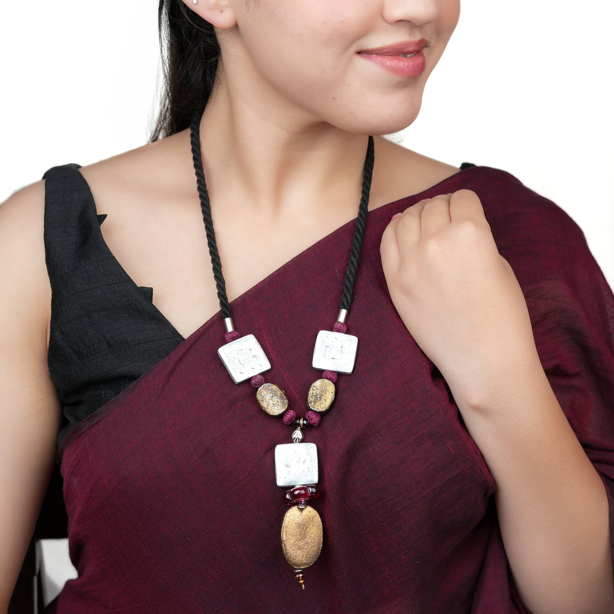 Brass & German Silver Bead Necklace
