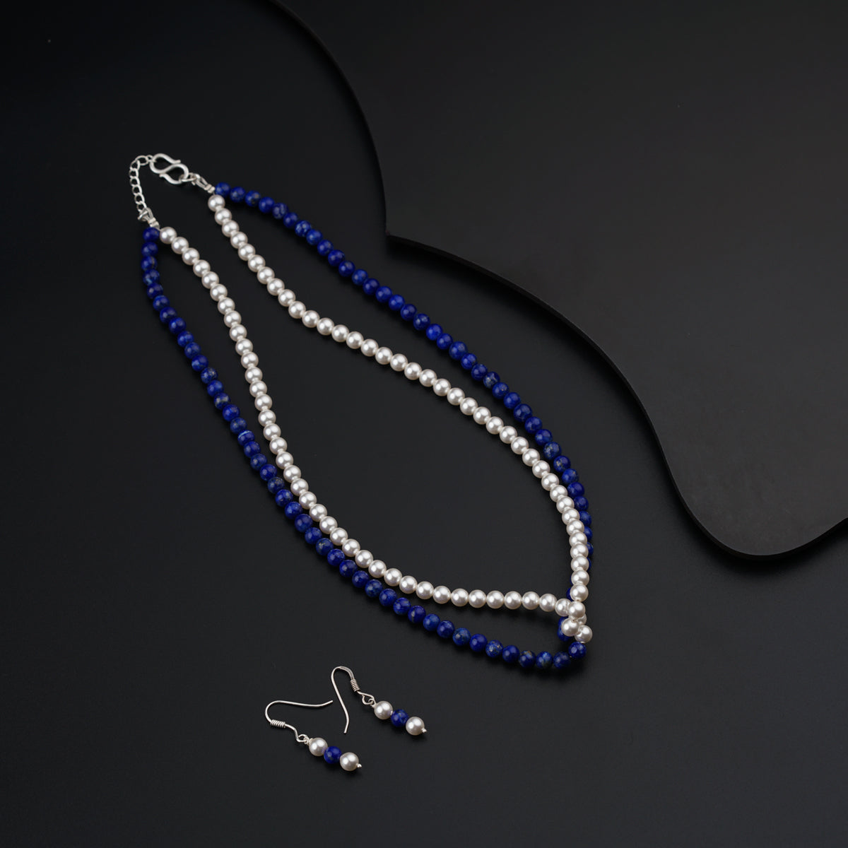 Twisted Lapis and Pearl Set