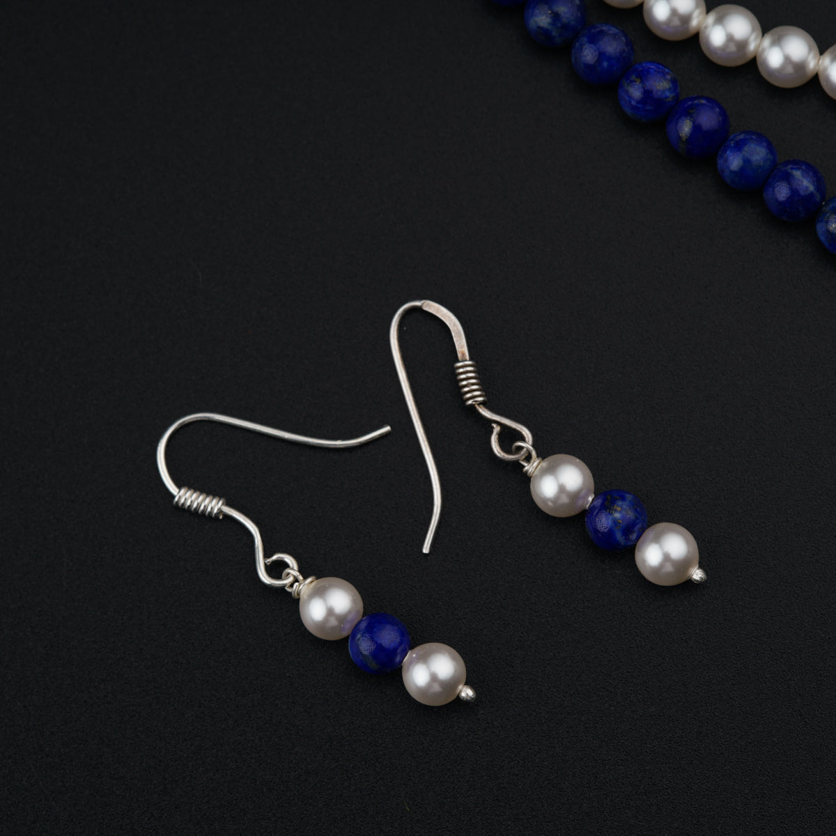 Twisted Lapis and Pearl Set