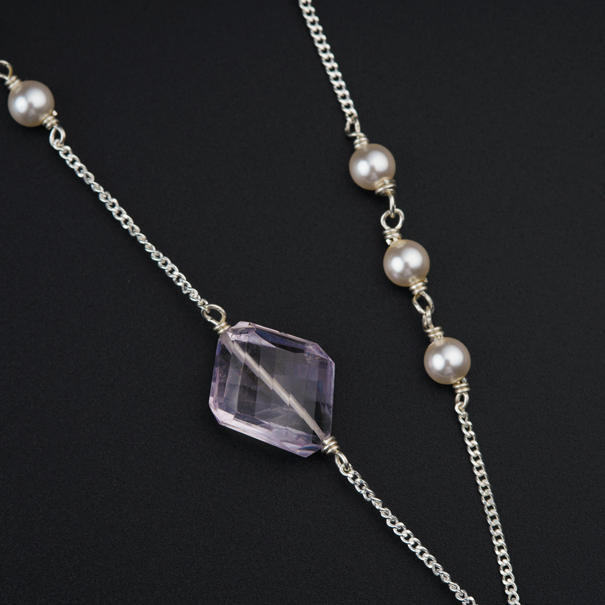 Silver Set with Amethyst stones and Pearls