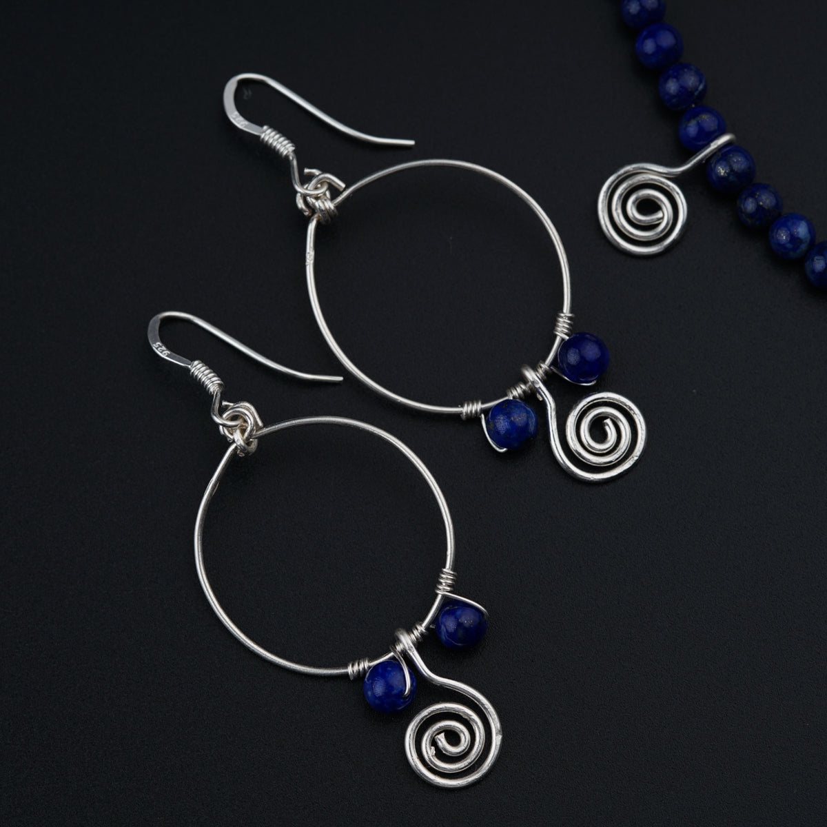 Dainty Spiral Set with Lapis stones