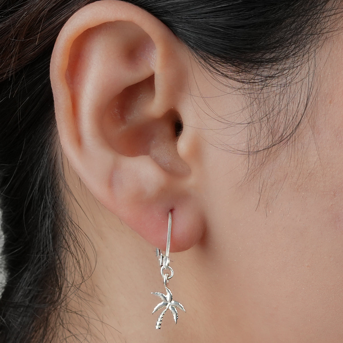 Silver Coconut Tree Earrings