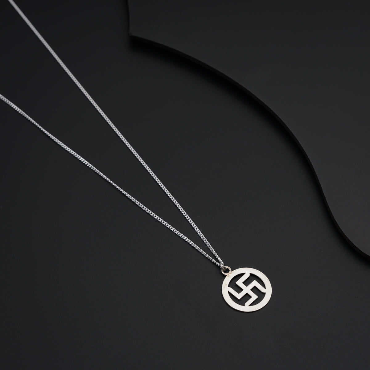 Swastik Pendant with Silver Chain for Men