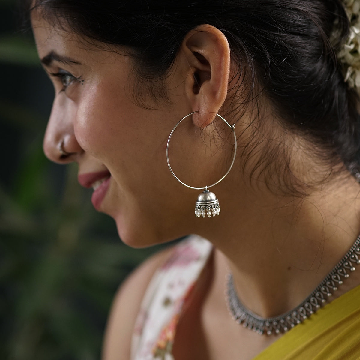 Silver Large Hoops Jhumki