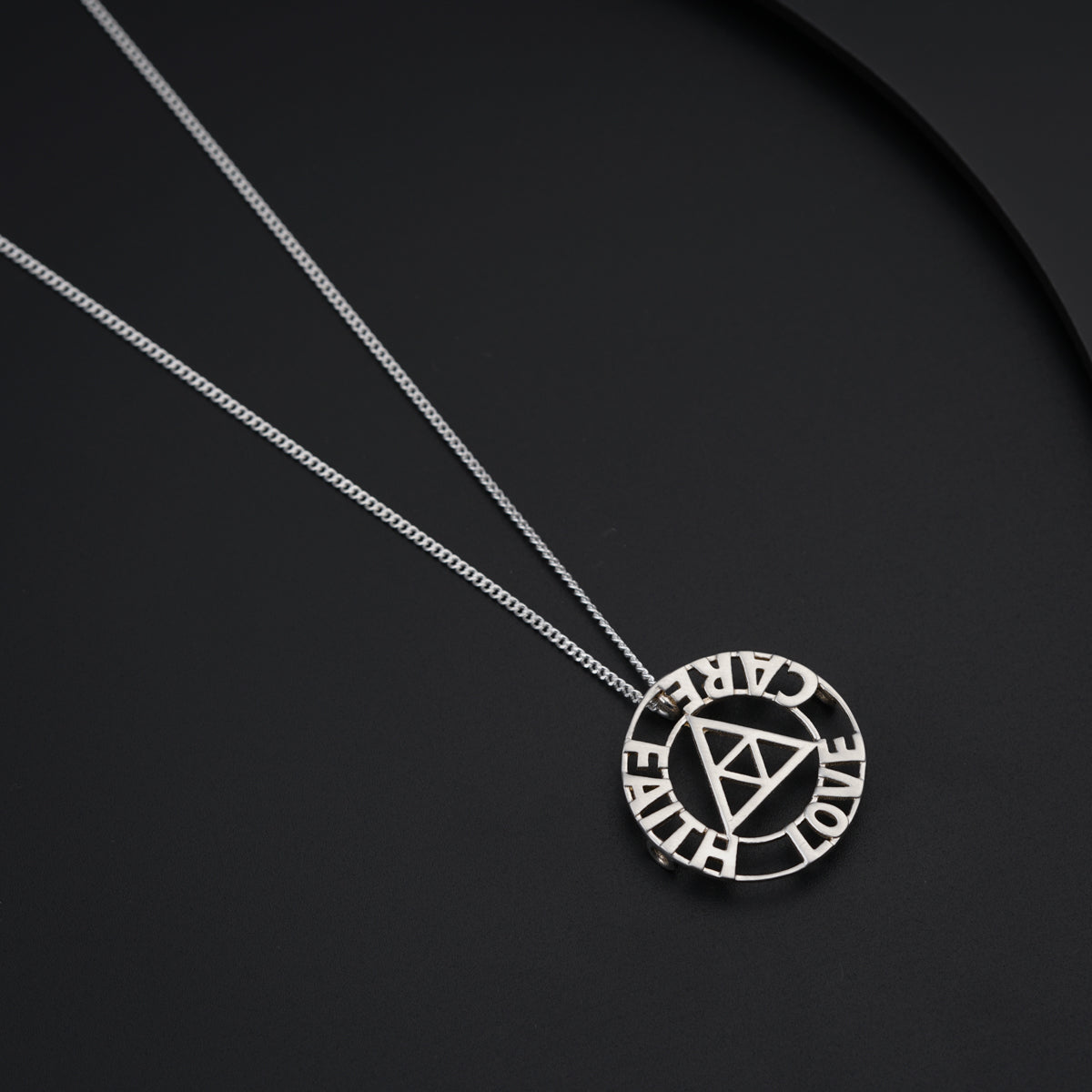 Love | Faith | Care Pendant with Silver Chain for Men