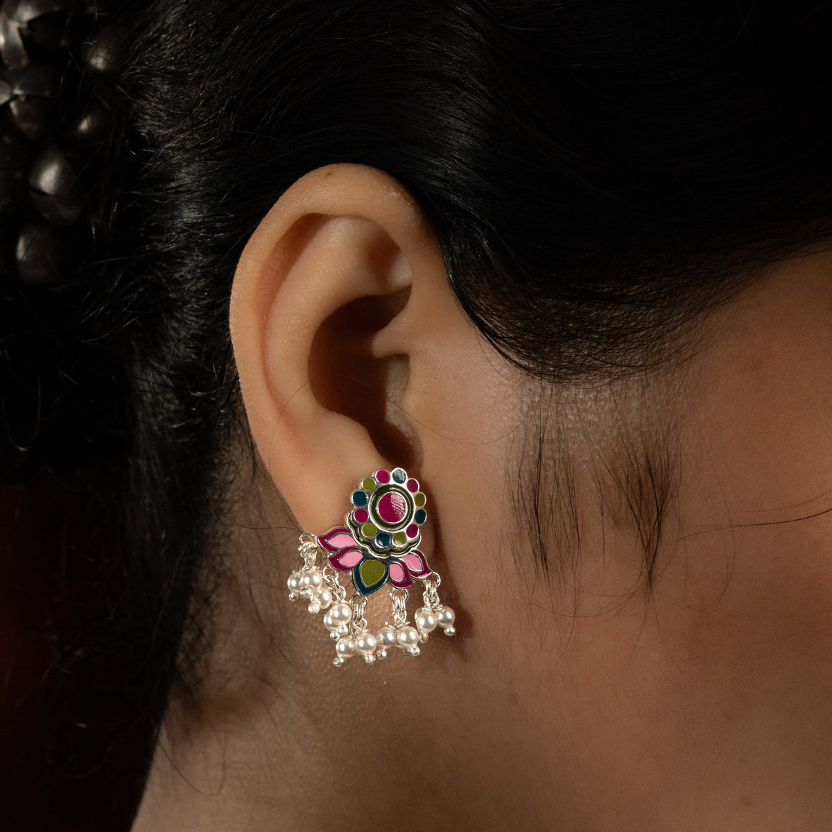 Indian Block Print Lotus Enamel Set