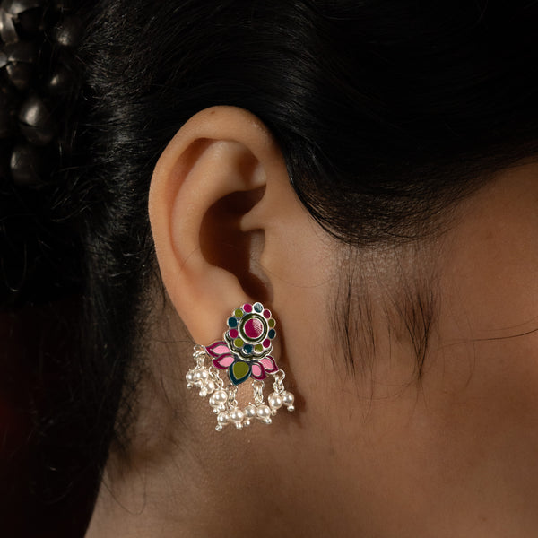 Indian Block Print Lotus Enamel Set