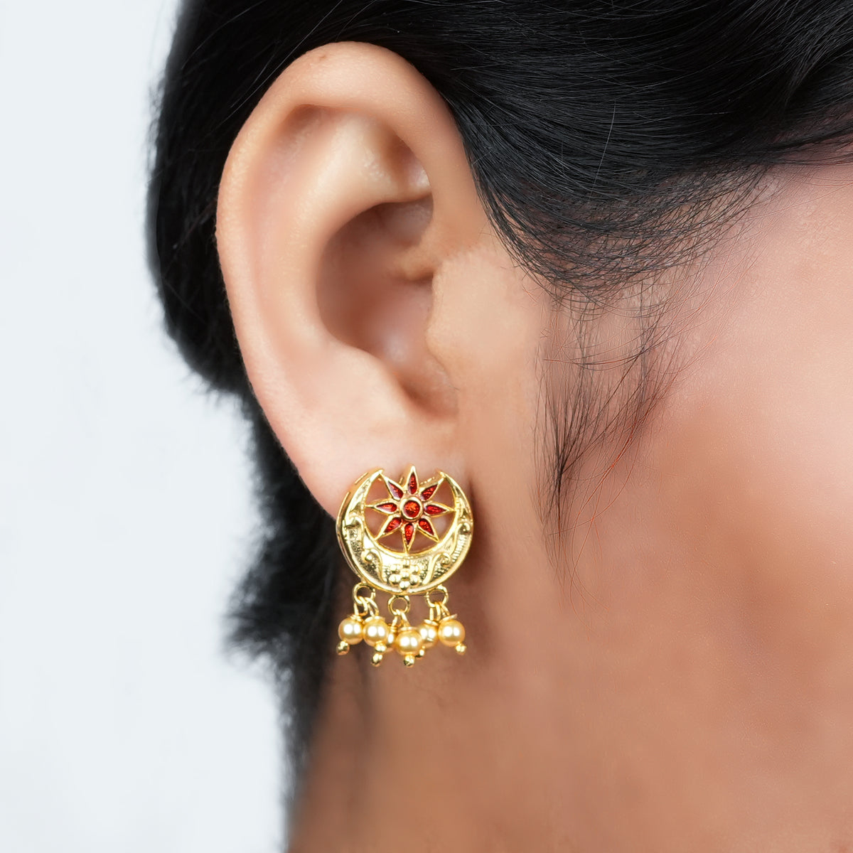 Chaand Phool Earrings | 22K Gold-Plated