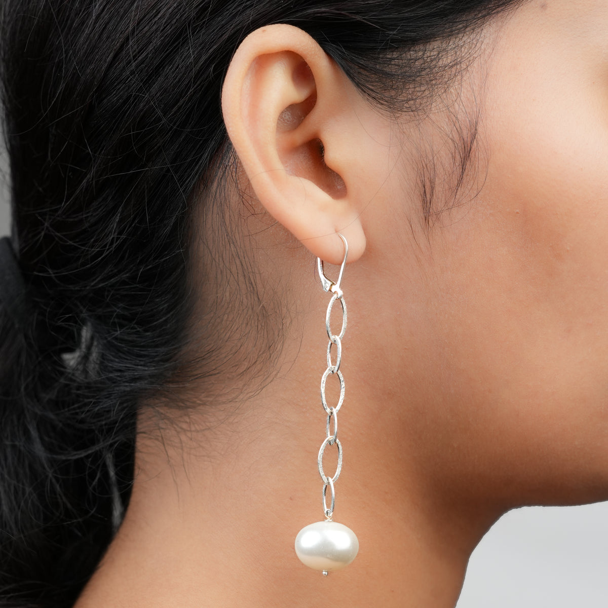 Chain & Shell Pearl Earrings (Project Handmade)
