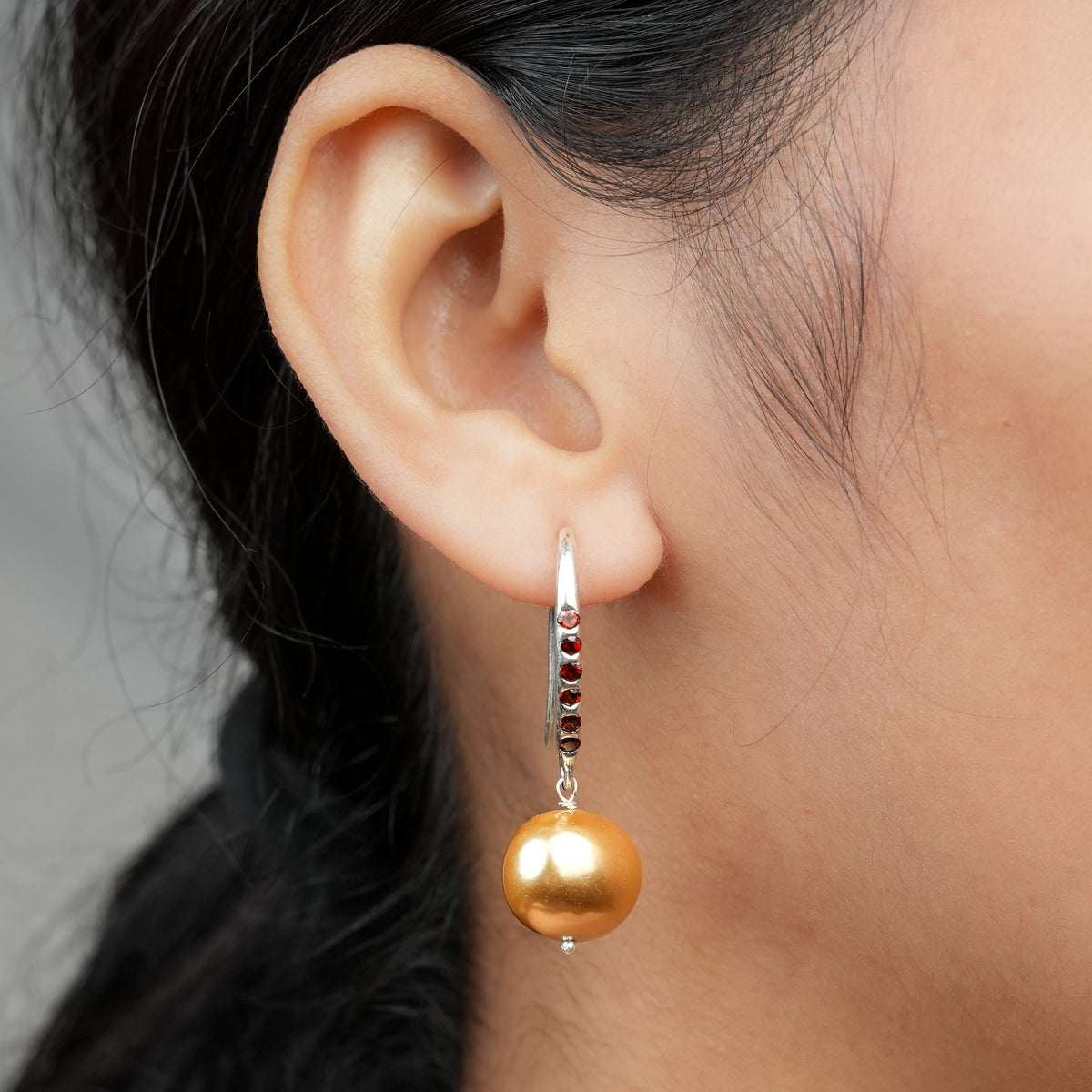 Golden Pearl Drop Earrings (Project Handmade)