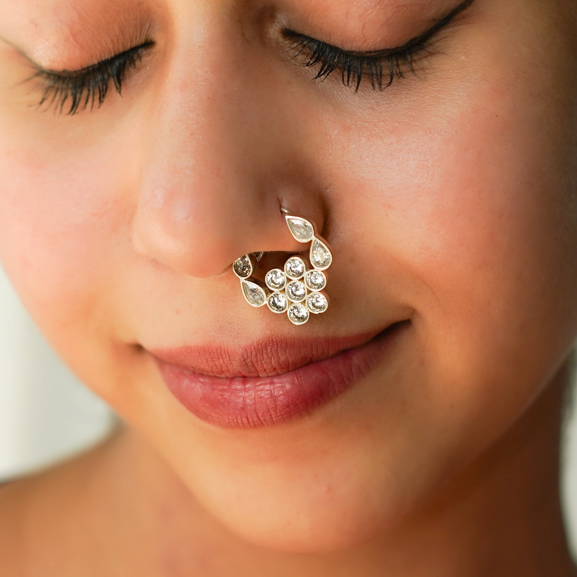 Silver Nath Floral (Left, Pierced) | CZ | 92.5 Silver