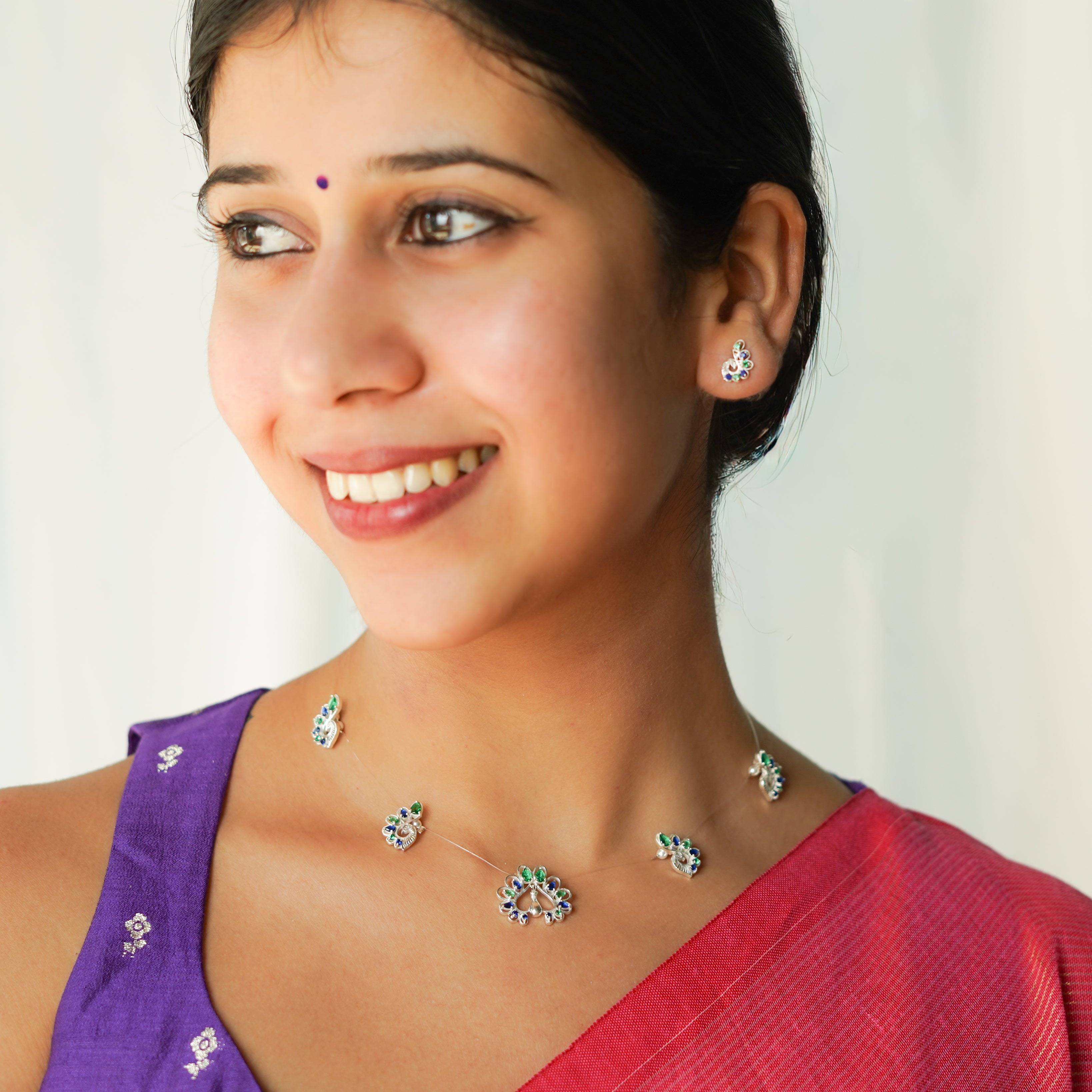 Silver CZ Multi Charm Set with Invisible Thread