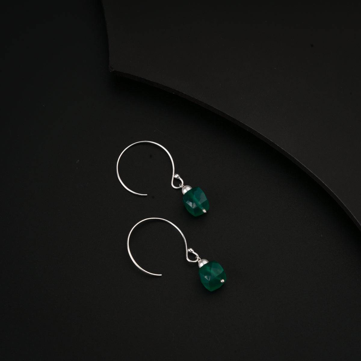 Green Onyx Silver Earring