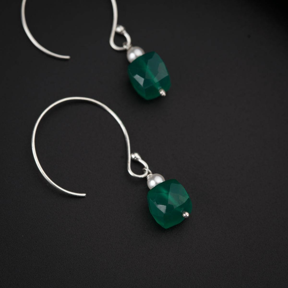 Green Onyx Silver Earring