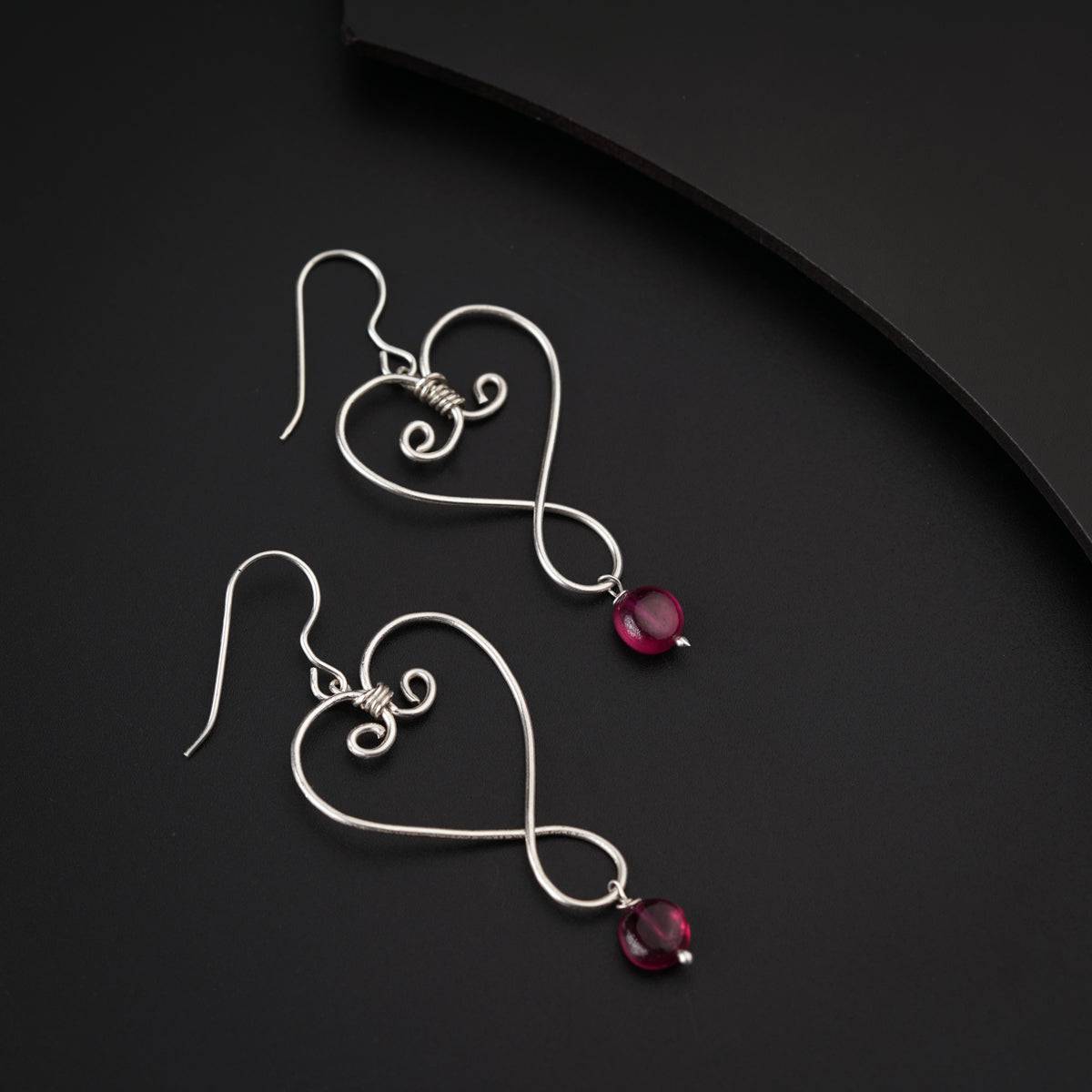 Silver wire Earring with Ruby